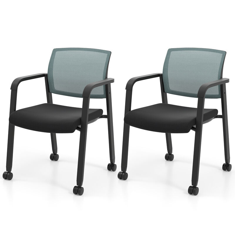 Rolling Mesh Back Task Chairs Set of 2 &ndash; Stackable and Space-Saving image number 0