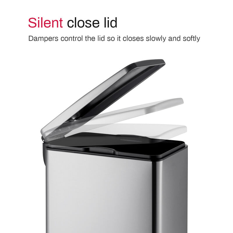 11.9 Gal./ 45 Liter  Slim Stainless Steel Step-on kitchen Trash Can image number 4