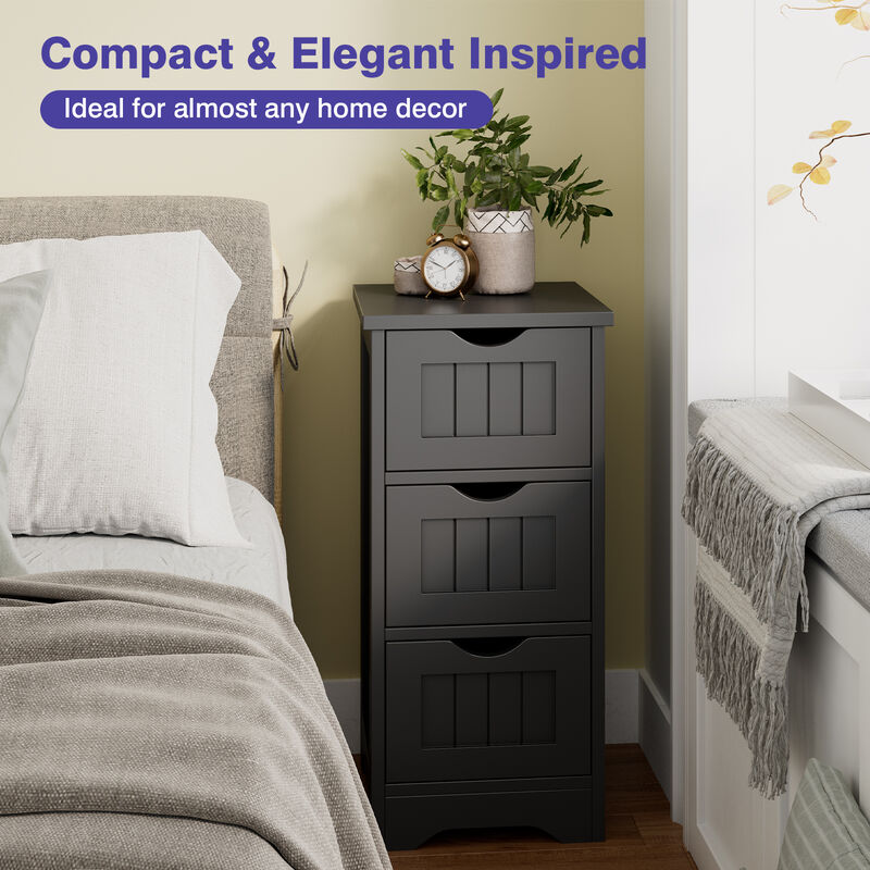 Bathroom Wooden Free Standing Storage Side Floor Cabinet Organizer image number 6