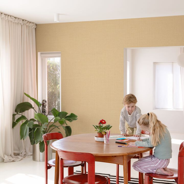 Little Dreamers Textile Plain Gold Wallpaper GDLD1020