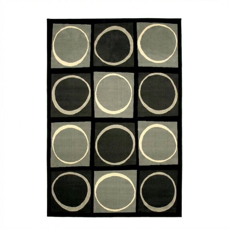 Abacasa Terra Checkers Black/Grey/Ivory Area Rug image number 1