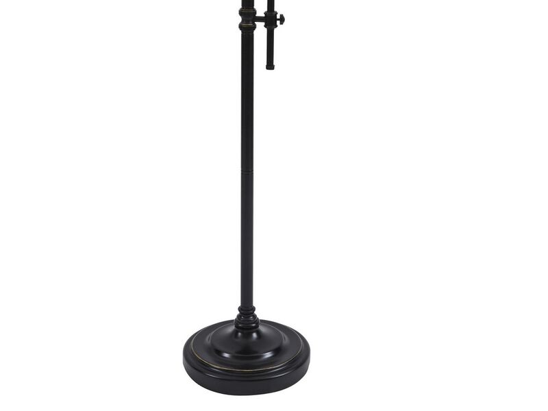 Contemporary Drum Shade Metal Frame Floor Lamp, Black and Light Gray - Benzara image number 1