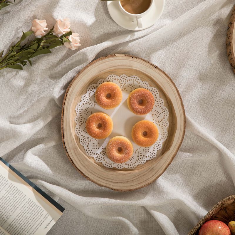 Wood Tree Bark Indented Display Tray Serving Plate Platter Charger - 12 Inch Dia