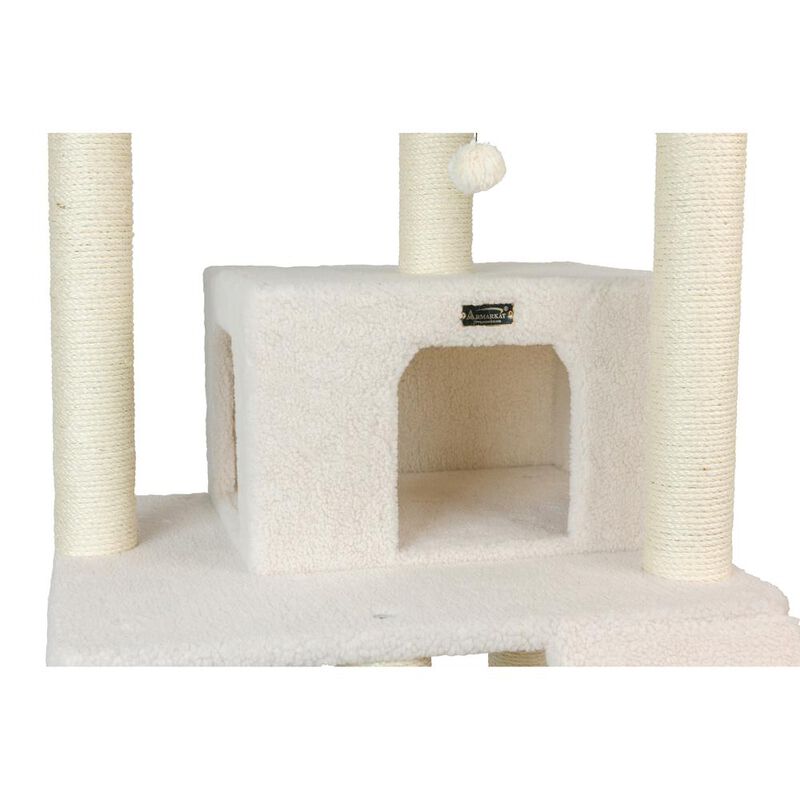 Armarkat Classic Real Wood Cat Tree In Ivory, Multi Levels With Ramp