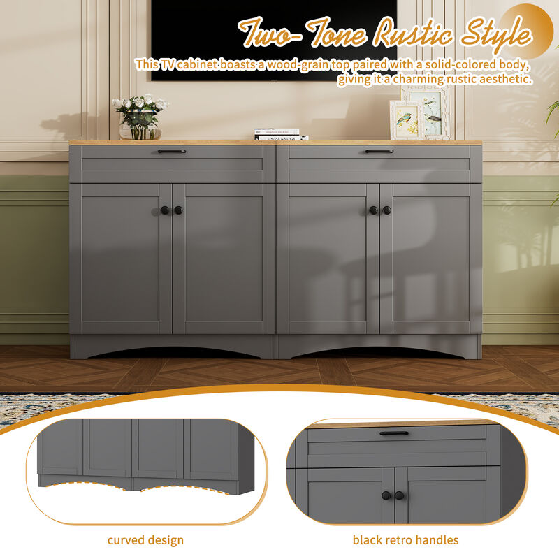 Merax Farmhouse TV Stand with 2 Drawers for TVs Up to 70"