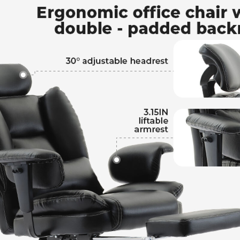 GOODSILO Ergonomic High Back Office Chair with Adjustable Headrest and Lumbar Support for Long Hours Comfort image number 8