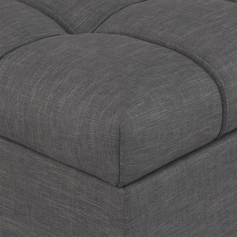 Mariah 34 inch Wide Contemporary Rectangle Coffee Table Storage Ottoman in Slate Grey  Polyester Linen, Assembled image number 8