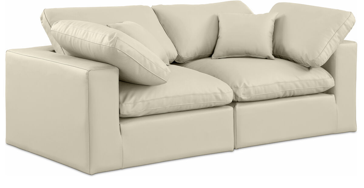 Meridian Furniture Comfy Cream Vegan Leather Modular Sofa