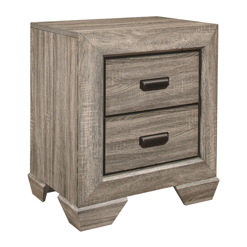 Natural Finish 1pc Nightstand Flat Cup Pulls Two Dovetail Drawers Wooden Bedside Table Bedroom Furniture