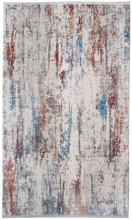 HomeRoots Abstract Power Loom Area Rug With Fringe