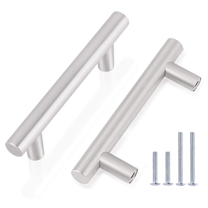 Gobrico 30 Pack 3 Inch/76mm Hole Centers Cabinet Pulls Brushed Nickel/Modern T Bar Style Stainless Steel Kitchen Cabinet Handles