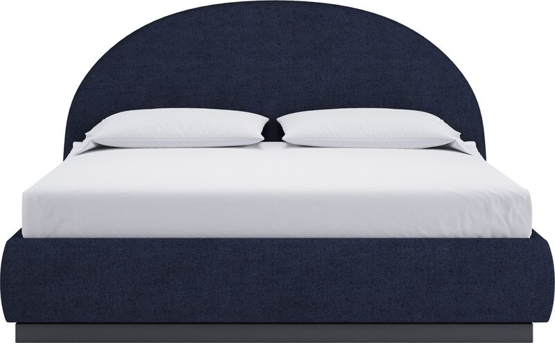 Flex California King-size Upholstered Bed in Blue Jeans Chenille