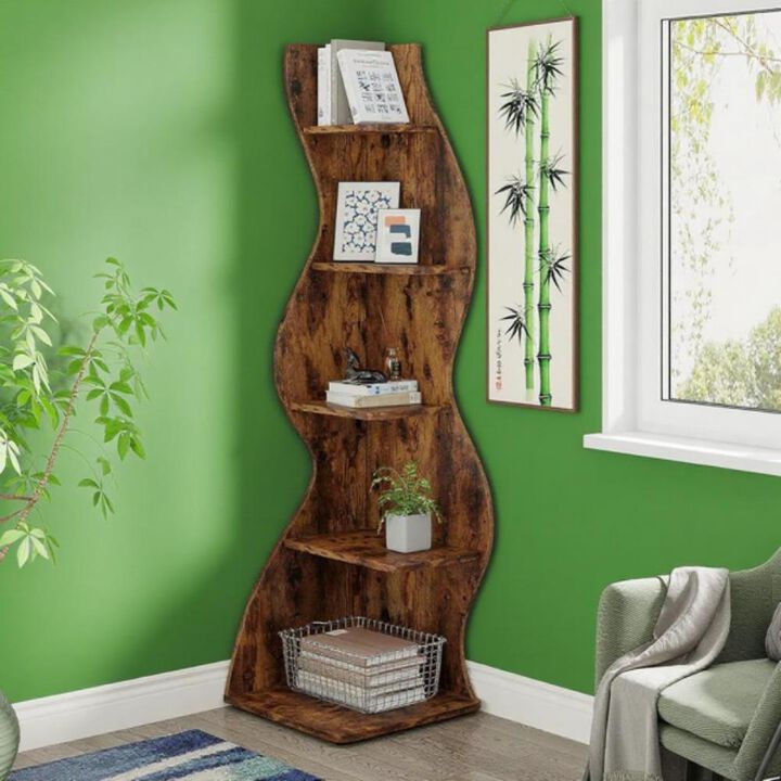 5-Tier Corner Shelving Unit for Home or Office Storage and Display