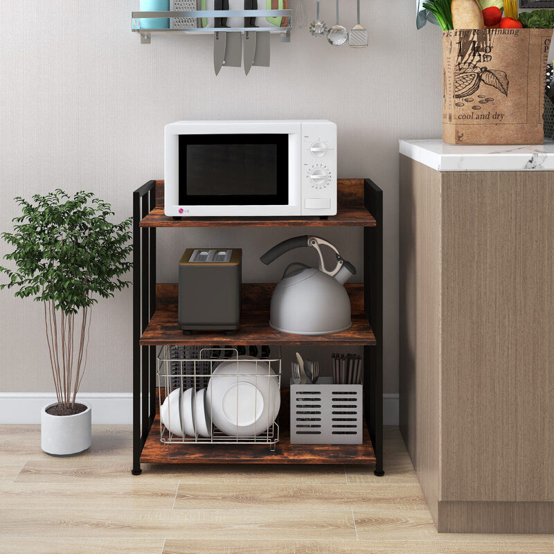 Hivvago 3-Tier Industrial Bookshelf Storage Shelf Display Rack with Adjustable Shelves image number 3