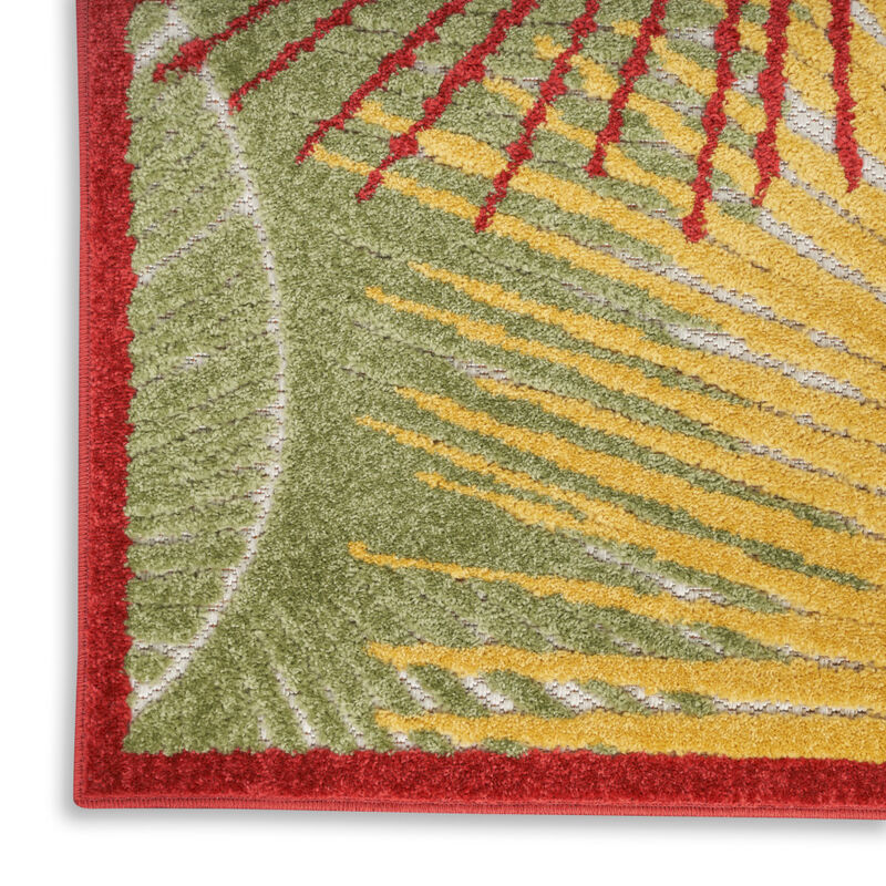 HomeRoots 5' X 7' Orange Yellow Red Blue And Green Palm Leaf Indoor Outdoor Area Rug image number 4