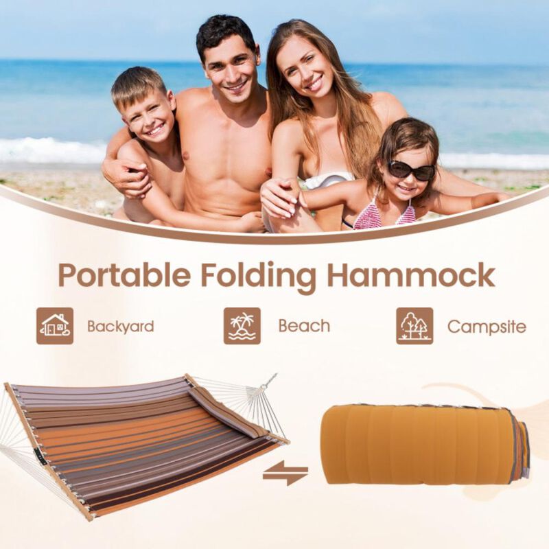 Hivvago Patio Hammock Foldable Swing Chair Bed with Detachable Pillow