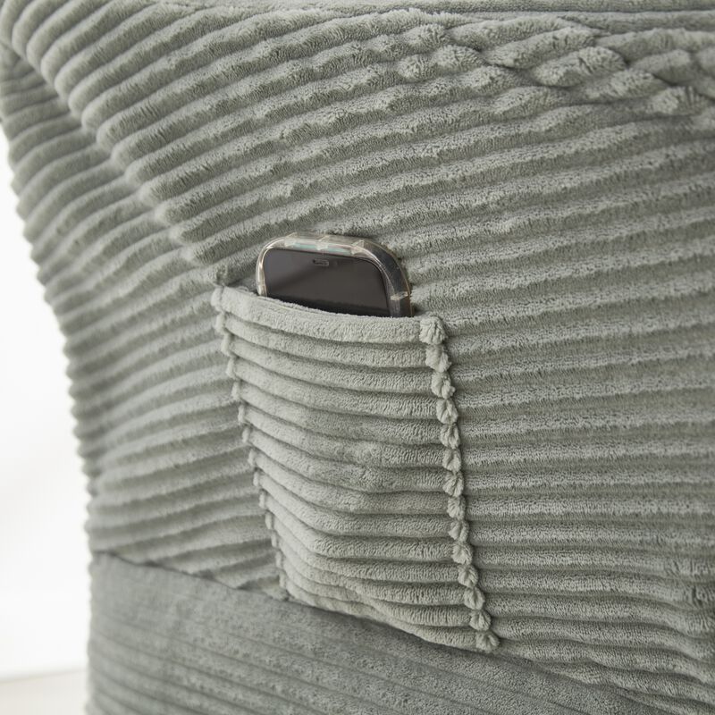 Mondawe Lazy Sofa with Ottoman, Leisure Upholstered Lounge Accent Chair with Armrests & Side Pocket