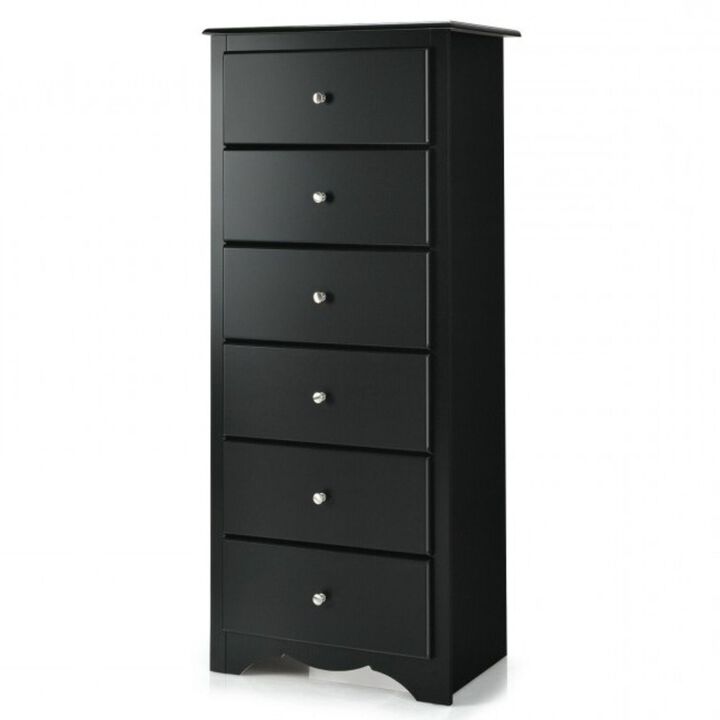 Hivvago Modern Black 6 Drawer Tall Wood Dresser Chest
