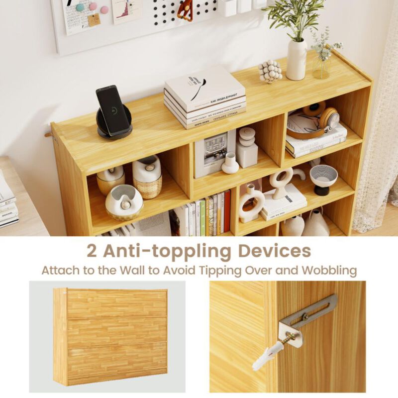 Hivvago 3-Tier Open Bookcase 8-Cube Floor Standing Storage Shelves