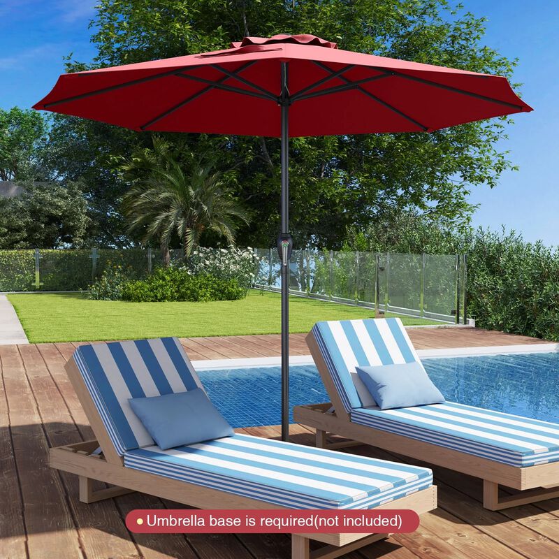 heavy duty crankin patio umbrellas Costway Outdoor Market Umbrella Beige Crank Handle 8-Rib 25 FactoryPure Blue/White Striped 7.5' Olefin Patio Market Umbrella