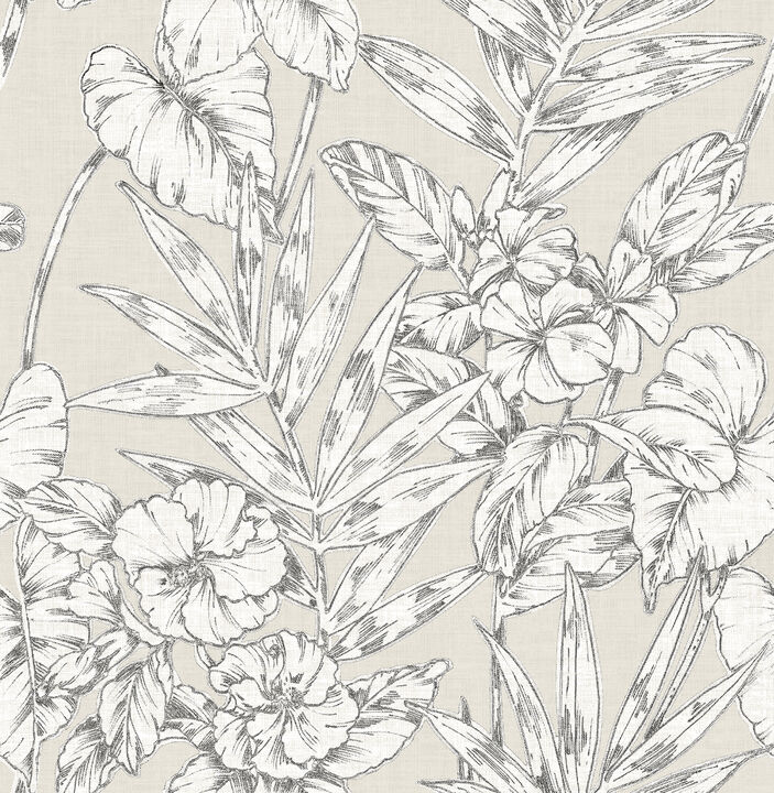 Fiji Beige Floral Wallpaper