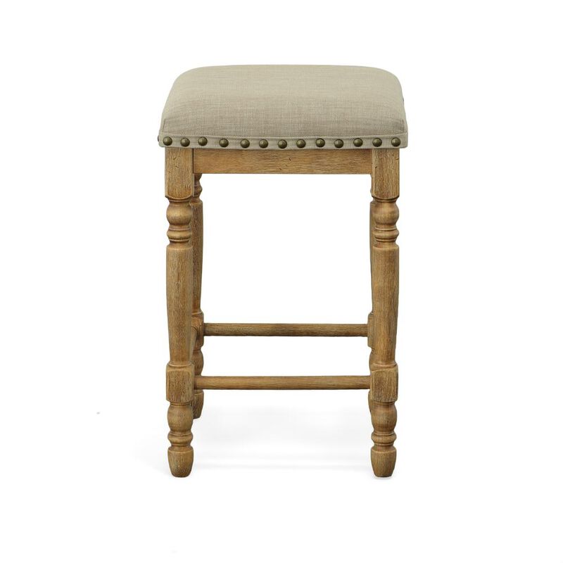 Carolina Living Brittany Deluxe  Barstools - Set of 2 -Vintage Honey - Linen Upholstery