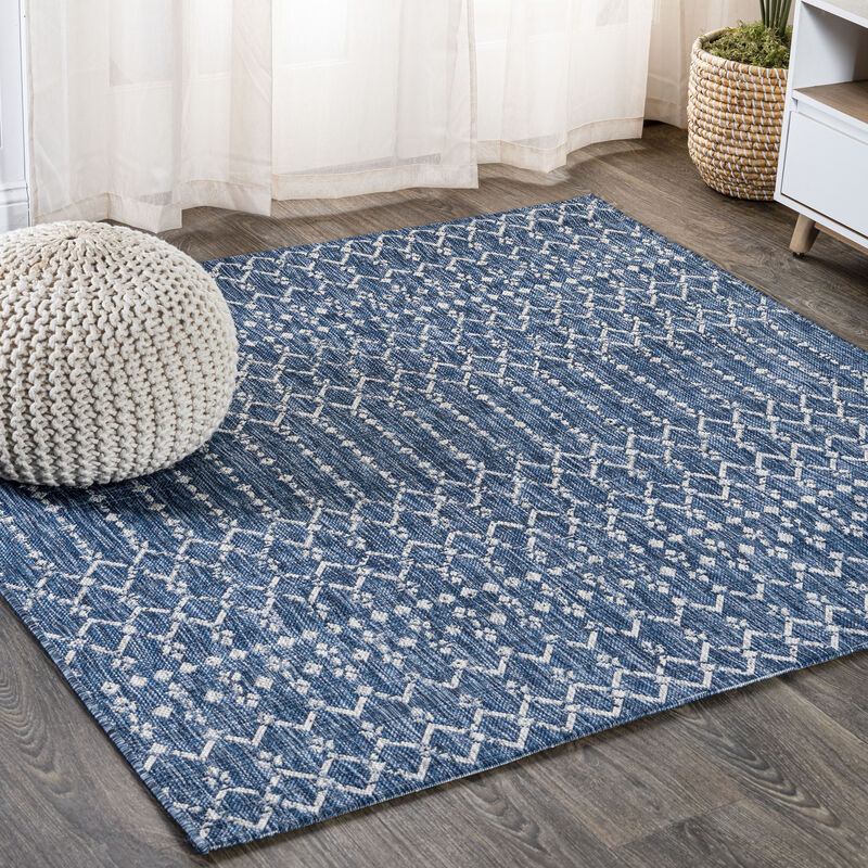 Ourika Moroccan Geometric Textured Weave Square Indoor/Outdoor Area Rug