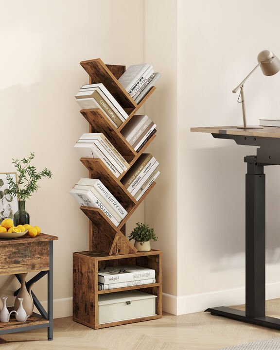 Modern Tree Shape Bookshelf with Cabinet Doors Storage Unit