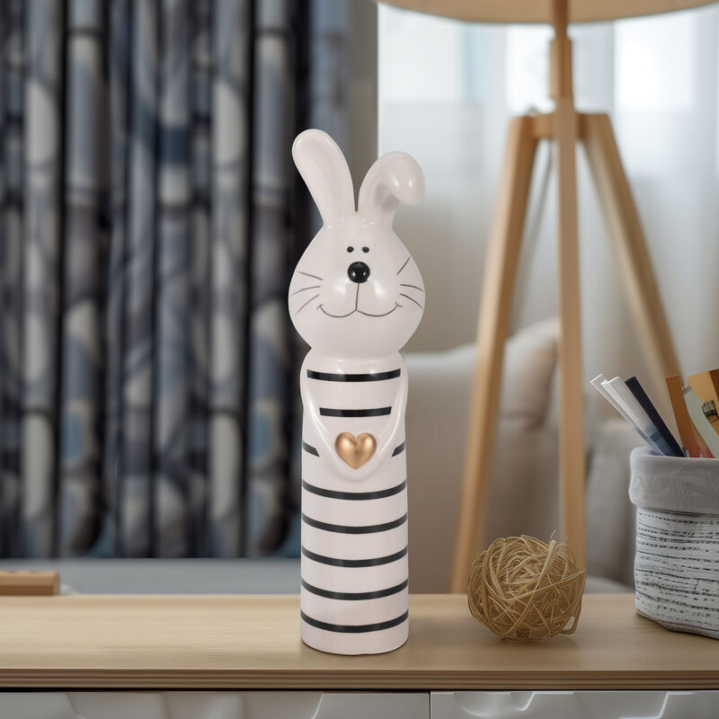 3"x10" Stripe Bunny Gold Heart