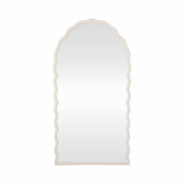 31x59" Wavy Leaner Mirror, White