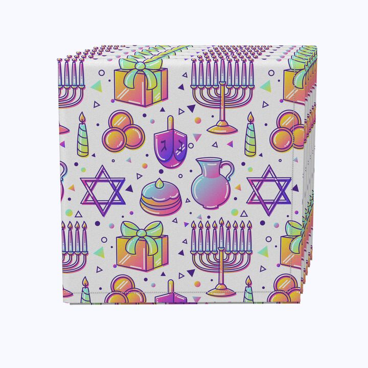 Fabric Textile Products, Inc. Napkin Set, 100% Polyester, Set of 4, Purple Tint Hanukkah