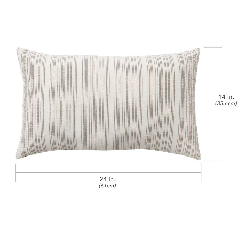 Nate Home by Nate Berkus Cotton Linen Pillow, 14" x 24", Natural/Truffle image number 3
