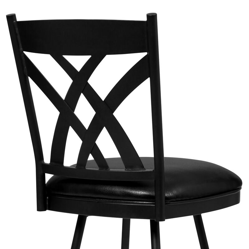 Dover  Counter Height Barstool in Matte Black Finish and Black Faux Leather