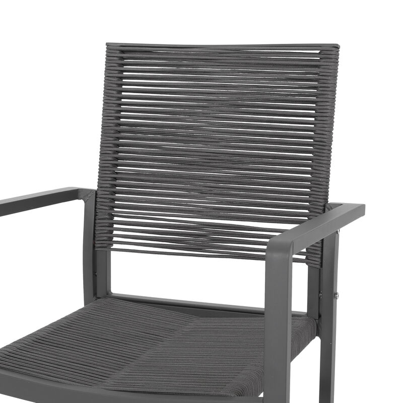 Merax 2 PCS Outdoor Modern Aluminum Dining Chairs with Rope Seat