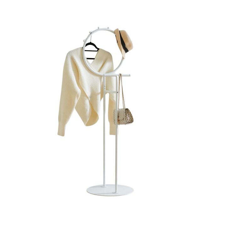 Kings Brand Furniture Cheska Suit Valet Stand with Circular Frame Perfect for Bedrooms & Entryways