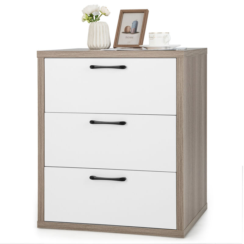 3 Slide-Out Drawer Modern Dresser with Wide Storage Space for Bedroom or Living Room Organization