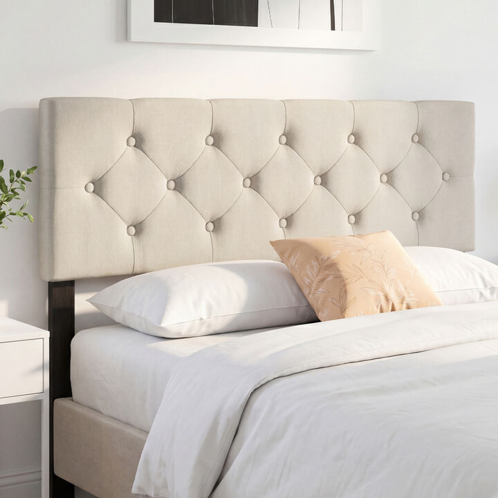 Upholstered Bed Headboard Panel for Queen and Full Beds with Tufted Design
