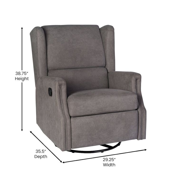 Flash Furniture Wingback Manual Reclining Glider Swivel Chair, Dark Gray