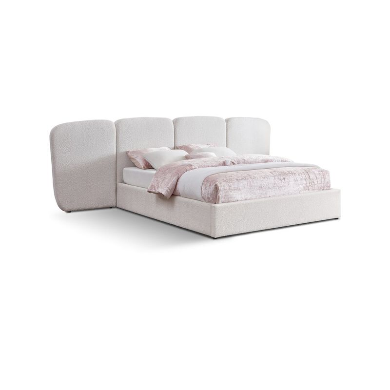 Meridian Furniture Shiloh Cream Boucle Fabric King Bed