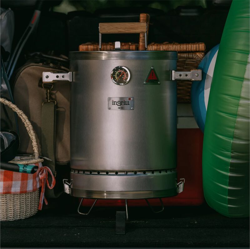 3-in-1 Stainless Steel Smoker Barrel Grill &ndash; Portable Charcoal BBQ with Thermometer, 6 lbs Outdoor Cooking Smoker for Camping, Backyard & Home BBQ INGRILL image number 1