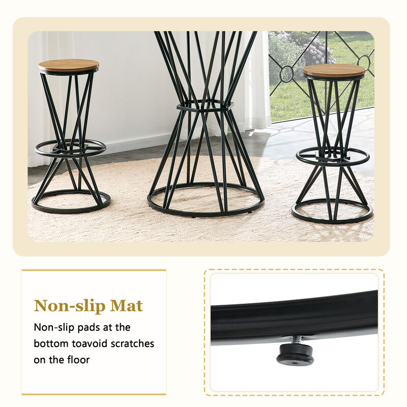 Whisen 31.5" Bar Set, 3-Piece MDF Metal Industrial Style for Home Kitchen image number 7