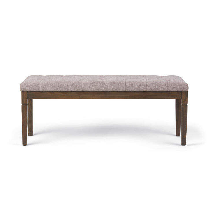Waverly 48 inch Wide Traditional Rectangle Tufted Ottoman Bench in Cloud Grey Linen Look Fabric