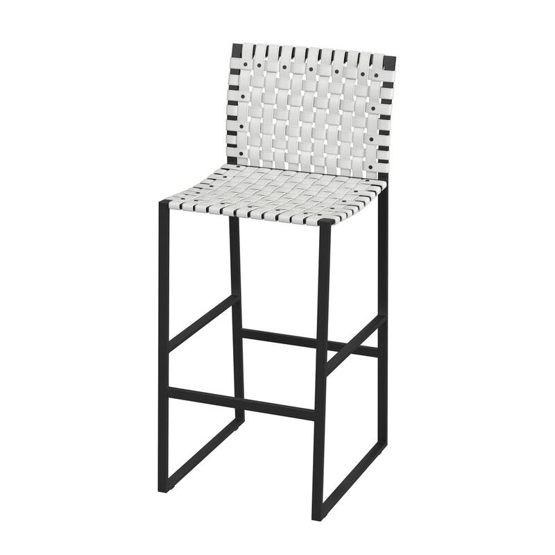 Butler Specialty Urban Woven Leather Rectangular  28 Barstool, White