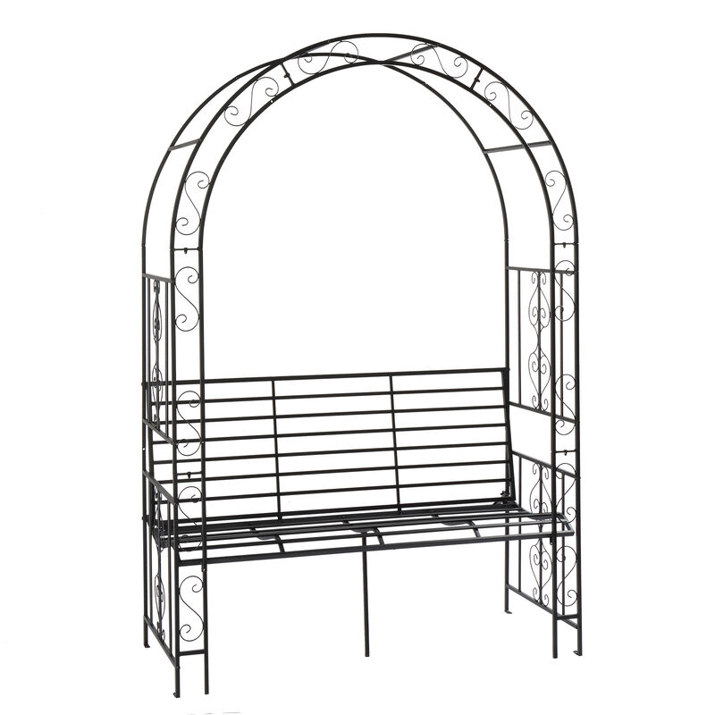 Double Layer Iron Garden Arch &ndash; Arc Roof with Chair for Courtyard or Patio