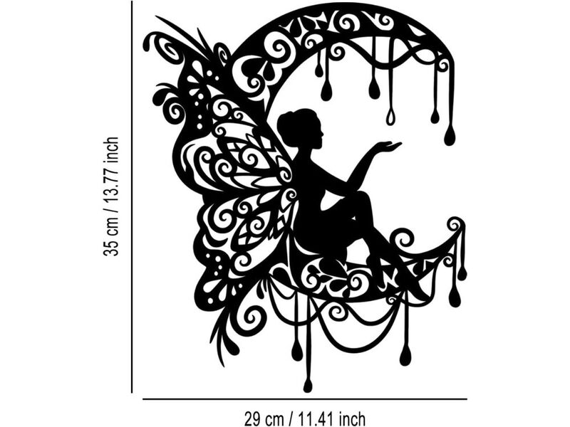 Moon Flower Fairy Metal Wall Decor Rustic Farmhouse Art for Living Room image number 2