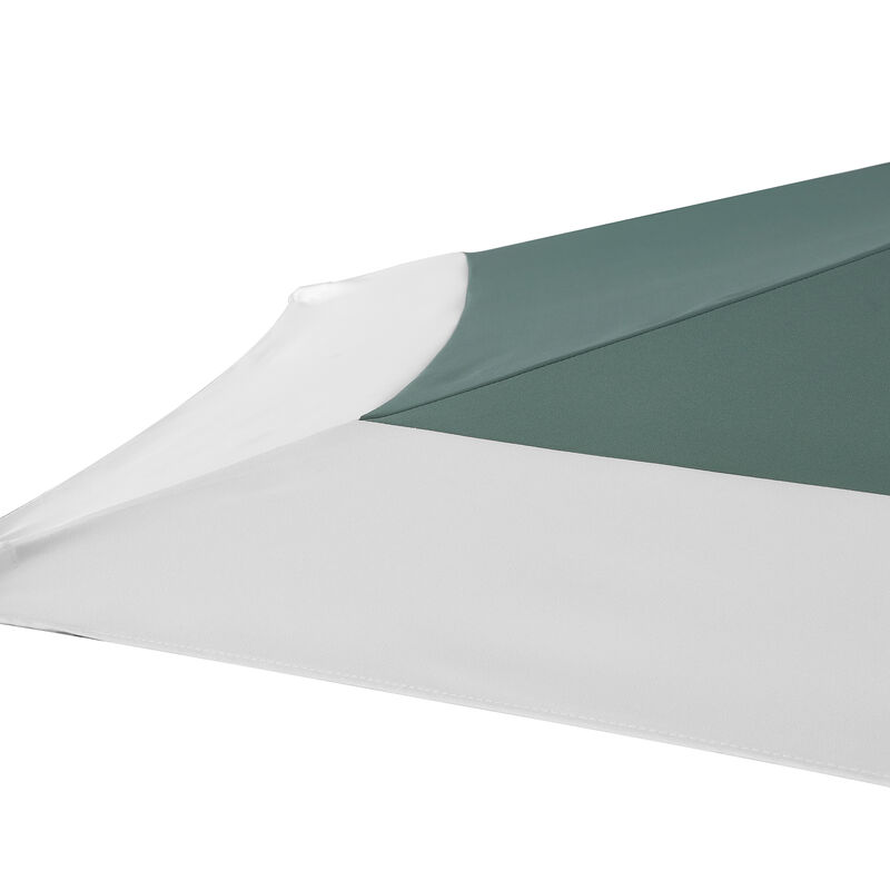 Spencer Classic Coastal 2-Tone Solar LED Market Patio Umbrella with 12 LED Strip Lights, Auto-Tilt, Crank and UV Protection