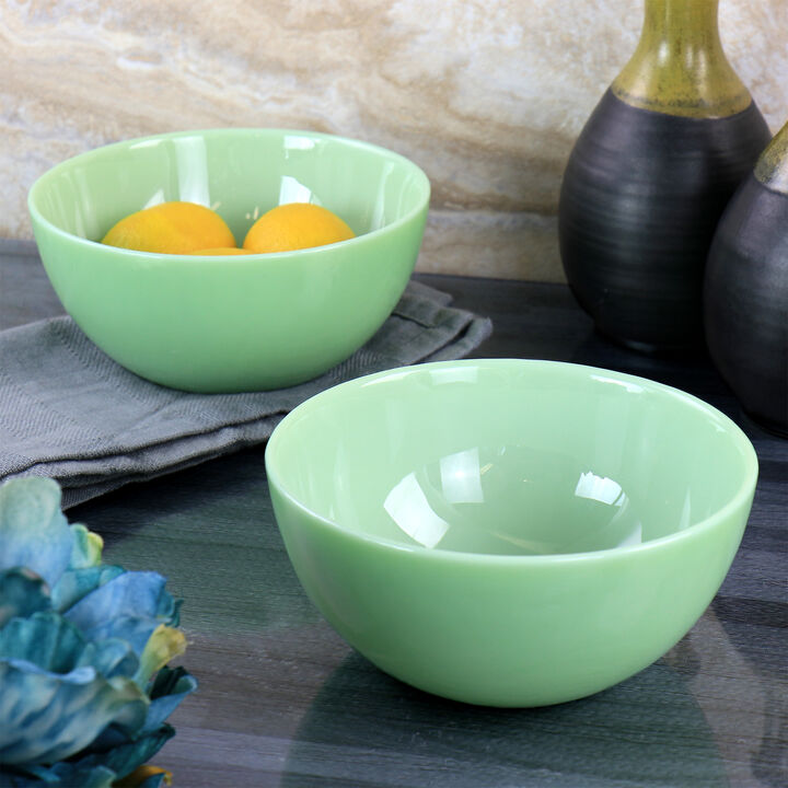 Martha Stewart 2 Piece 6 Inch Jadeite Glass Bowl Set in Jade Green