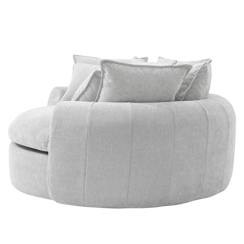 Merax Round Chenille Chaise Sofa with 8 Throw Pillows