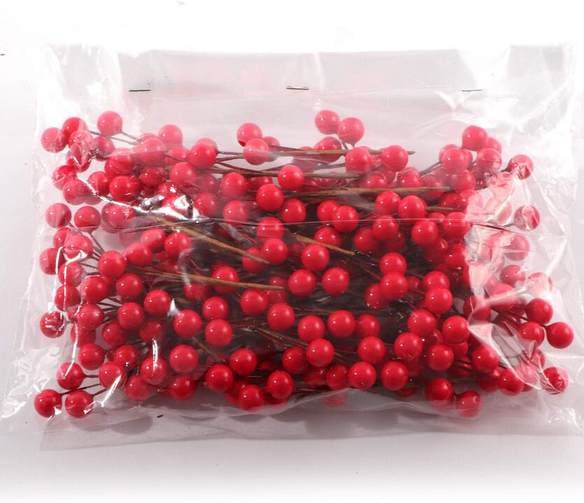 High-Quality 10mm Faux Berry Stems - Dense Cluster of 6 Berries, Bulk Pack of 96 Stems - Perfect for DIY Crafts, Home Decor, and Floral Design