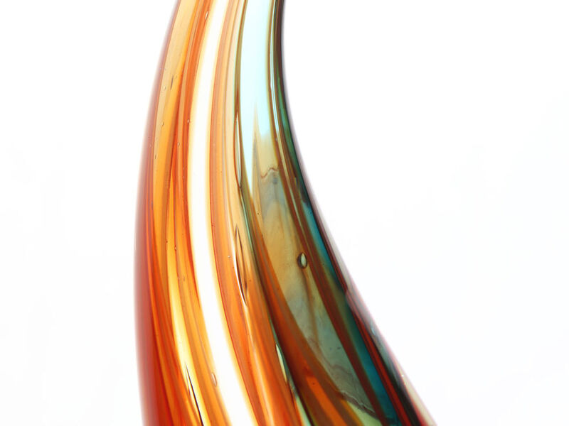 Hand Blown Flame Sommerso Art Glass Sculpture